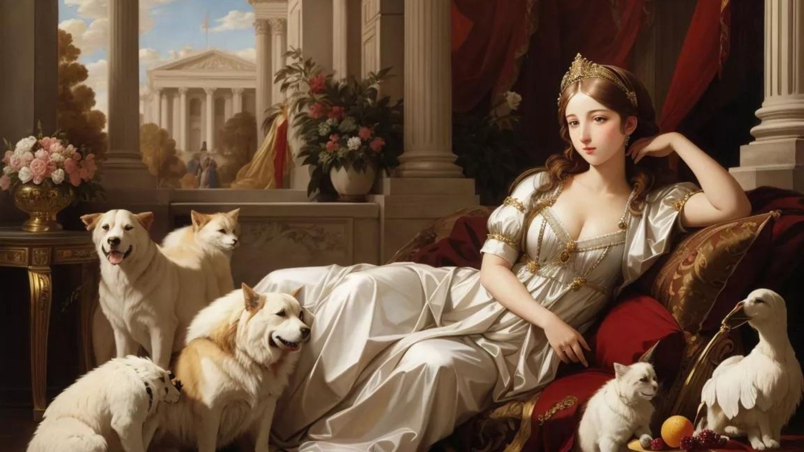 A woman sitting with animals around her showing how AI is Breathing New Life into Baroque Art 