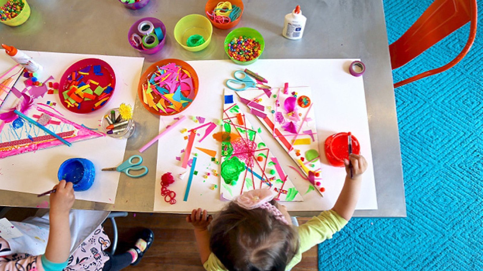 children doing painting